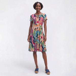 Womens Sami & Jo Keyhole Neck Floral Abstract A-Line Dress
